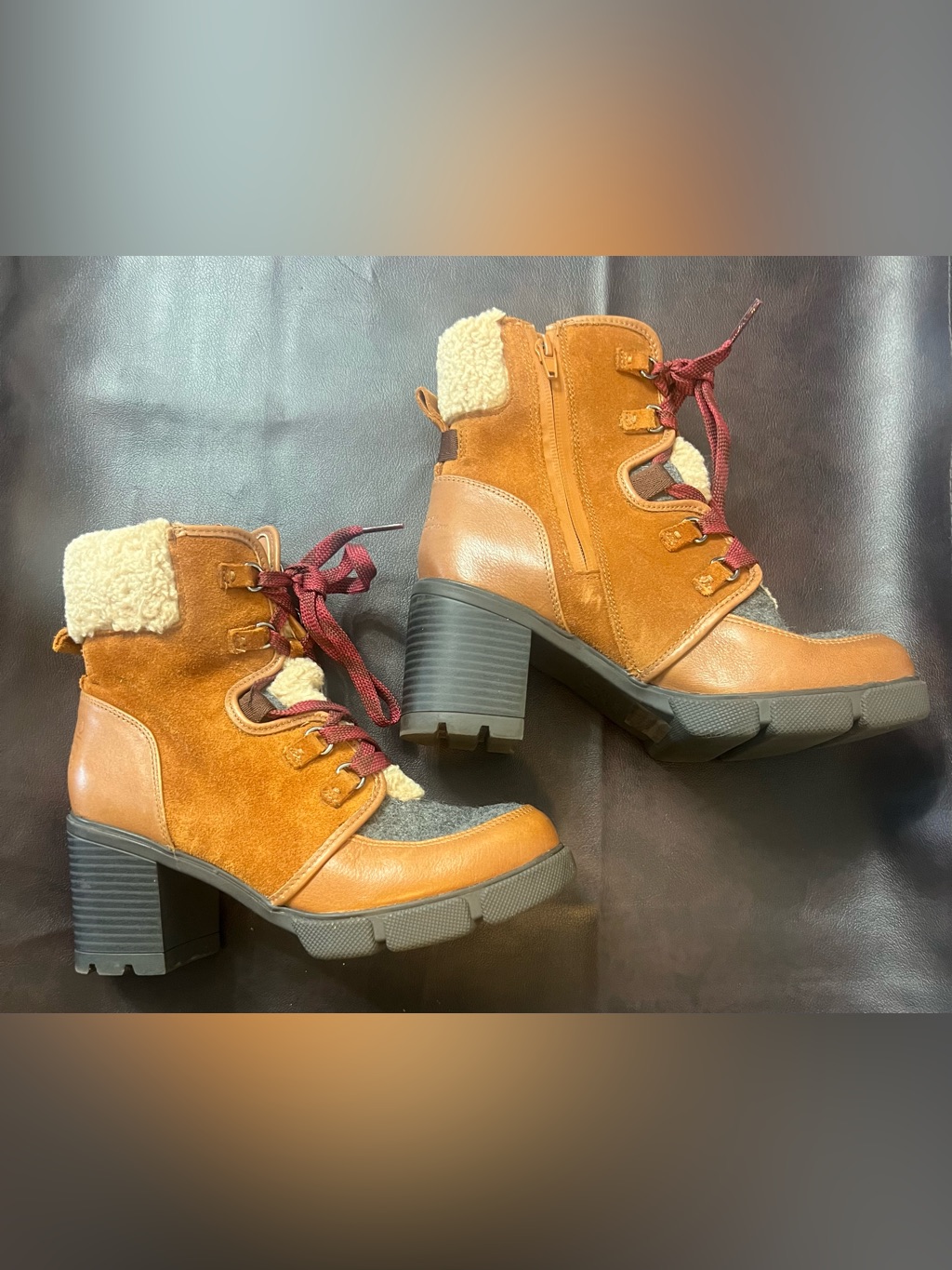 Naturalizer Myla Women's Waterproof Lace-Up Ankle Boots W/ Block Heel, Size 6.5